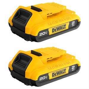 DEWALT DCB203-2 – 20V MAX LI-ION COMPACT BATTERY 2-PACK (2.0 AH)