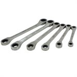 GRAY TOOLS 59706A - ENSEMBLE DE 6 CLÉS DOUBLES À TÊTE FIXE ET À TÊTE À CLIQUET MÉTRIQUES