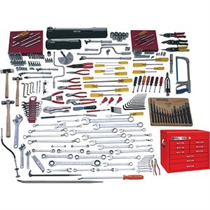 GRAY TOOLS MS1306-A - 296 PIECE COMPLETE AIRCRAFT MAINTENANCE SET, WITH TOP CHEST