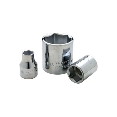 GRAY TOOLS TH12 - 3 / 8" X 3 / 8" DRIVE, 6 POINT STANDARD LENGTH, CHROME FINISH SOCKET