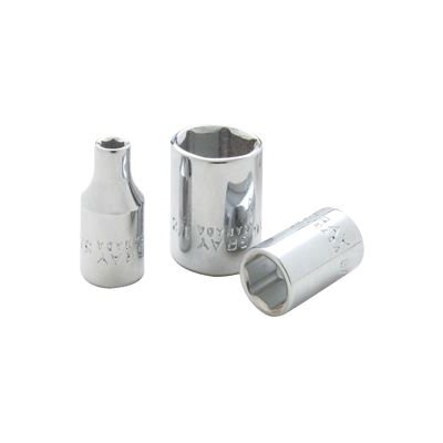 GRAY TOOLS V16 - 1 / 2" X 1 / 4" DRIVE 6 POINT, STANDARD LENGTH, CHROME FINISH SOCKET