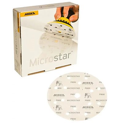 MIRKA FM-634-1200 – MICROSTAR® 3" 6 HOLE FILM-BACKED GRIP DISCS, 1200 GRIT, 50 / PKG