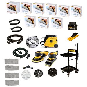 MIRKA IRIDKIT-TDD – ENSEMBLE DE PONCEUSE MIRKA DEROS / DEOS AVEC EXTRACTEUR DE POUSSIÈRE, CHARRIOT ET ABRASIFS