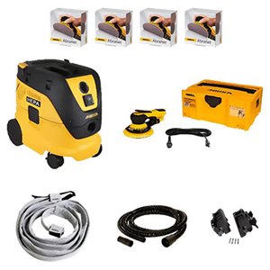 MIRKA MCA-RIDEROS-6 – ENSEMBLE DE PONCEUSE MIRKA DEROS 650CV AVEC EXTRACTEUR DE POUSSIÈRE ET ABRASIFS