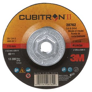 CUBITRON(TM) II CUT-OFF WHEEL, QUICK CHANGE, T27, 4-1 / 2" X 1