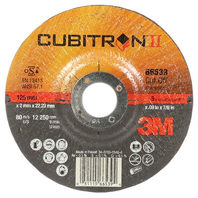 3M 7100228957 – MEULE À TRONÇONNER CUBITRON(MC) II, 66539, T27, NOIRE, 127 X 2,29 X 22,23 MM (5 X 0,09 X 7 / 8 PO) 3M 7100228957 – MEULE À TRONÇONNER CUBITRON(MC) II, 66539, T27, NOIRE, 127 X 2,29 X 22,23 MM (5 X 0,09 X 7 / 8 PO)