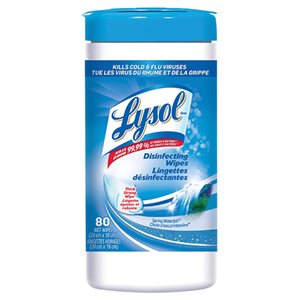 LYSOL DISINFECTING WIPES, KILLS 99.99% OF VIRUSES AND BACTERIA, 80 / PK