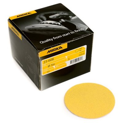 MIRKA 23-608-600 – DISQUES AUTOAGRIPPANTS GOLD, 3", GRAIN 600, QTÉ. 50 MIRKA 23-608-600 – DISQUES AUTOAGRIPPANTS GOLD, 3", GRAIN 600, QTÉ. 50